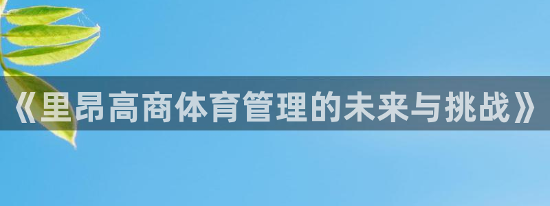 必一体育在线登陆：《里昂高商体育管理的未来与挑战》